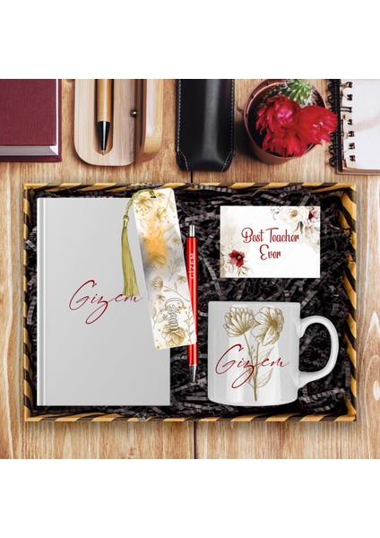 Öğretmenlere Özel Tasarım Defter & Kalem & Kupa & Akrilik Kitap Ayracı Hediye Kutusu 114386