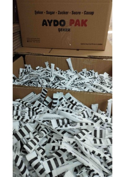 Aydopak Siyah Beyaz Taraftar Stick Toz Şeker 3gr /ort 2000 Adet/ Net 6 kg