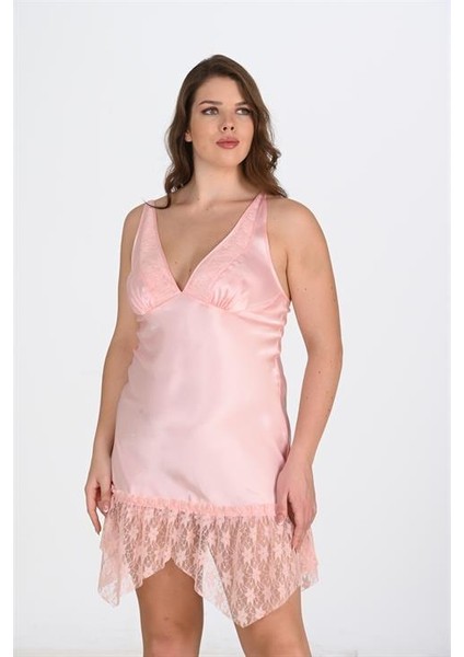 Aria's Closet Büyük Beden Somon Gecelik 2112