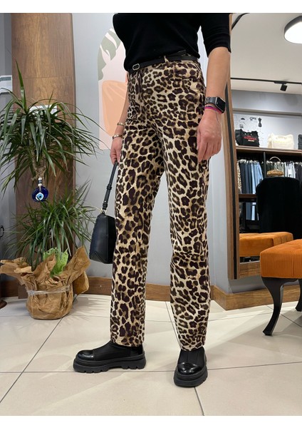 Leopar Kadın Slim Straight Pantolon fiyatları