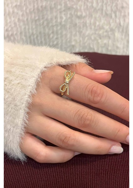 Fiyonk Model Ayarlanabilir Gold Kadın Yüzük