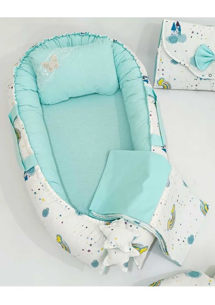 Babynest 9 Parça Set,puset Örtüsü,puset Minderi,pike,emzirme Yastığı,emzirme Önlüğü,çantalı Alt Açma