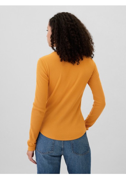 Kadın Sarı Waffle Örgü T-Shirt indirimleri