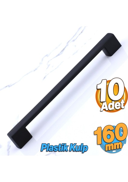 Gölcük 160 mm (Sert Plastik) 10 Adet Siyah Mobilya Çekmece Mutfak Dolap Dolabı Kulpu Kulbu Kulpları