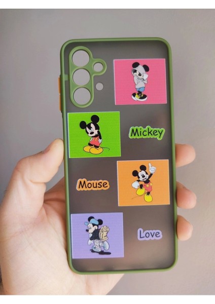 Samsung Galaxy A13 Mickey Mouse Tasarım Tuşları Renkli Telefon Boyun Askılı Set Kılıf