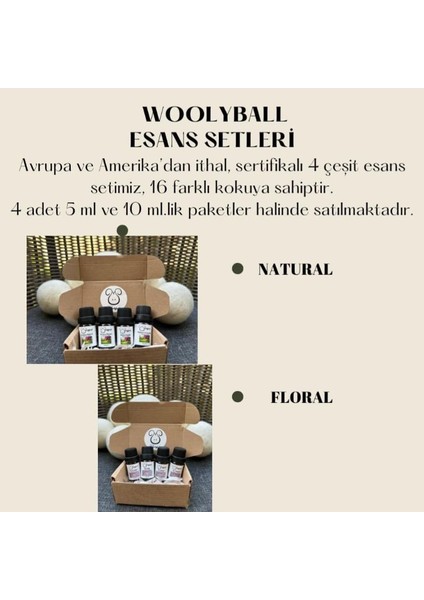 Woolyball Floral Çamaşır Kurutma Makinası Için Uçucu Esanslar 4 Adet 5 ml (1 Adet Yün Kurutma Topu Hediye) fiyatları
