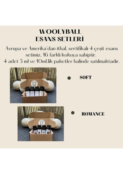 Woolyball Romance Çamaşır Kurutma Makinasi Için Uçucu Esanslar 4 Adet 5 ml (1 Adet Yün Kurutma Topu Hediye) fiyatları