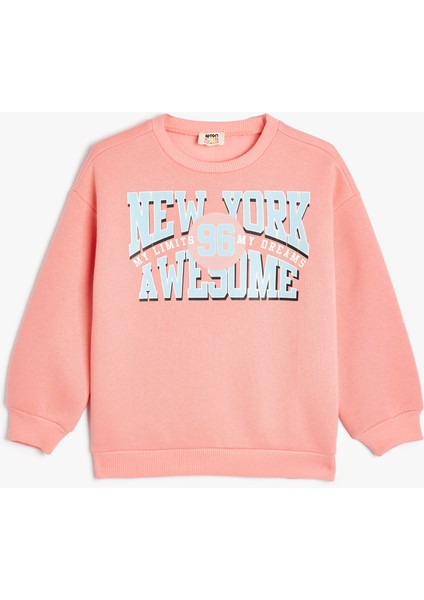 Sweatshirt Şehir Baskılı Bisiklet Yaka Uzun Kollu Pamuklu