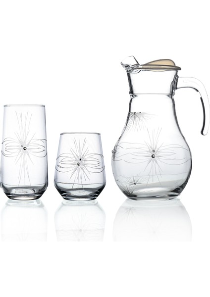 Kazaan 25 Parça 12 Kişilik Su ve Meşrubat Kesme Bardak Seti Mira Desenli