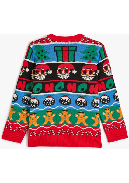 Yılbaşı Kazağı Noel Baba Desenli Bisiklet Yaka Uzun Kollu fiyatları