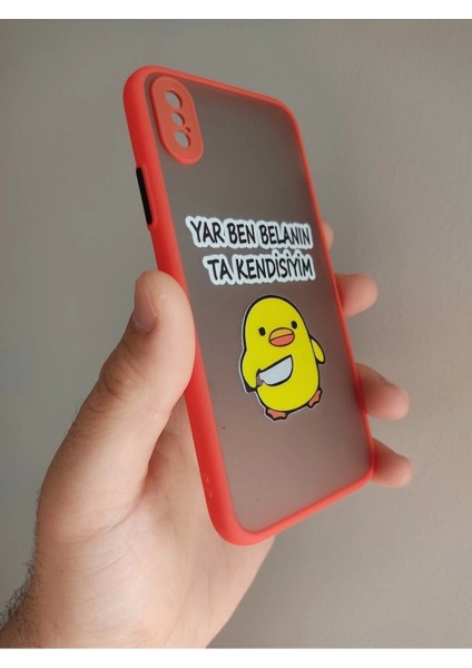 iPhone x / iPhone Xs Uyumlu Katil Civciv Tasarım Tuşları Renkli Telefon Boyun Askılı Set Kılıf