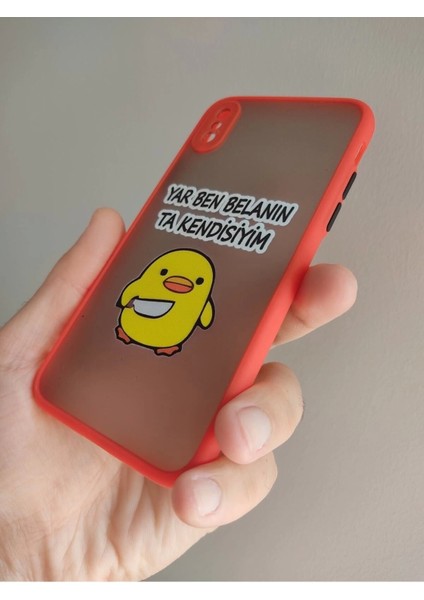 iPhone x / iPhone Xs Uyumlu Katil Civciv Tasarım Tuşları Renkli Telefon Boyun Askılı Set Kılıf