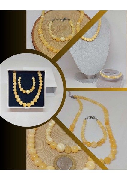 Galaksi Serisi Kalsit Taşı Kolye & Bileklik Seti