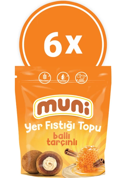 Ballı Tarçınlı Yer Fıstığı Topu, 80 gr x 6 Adet