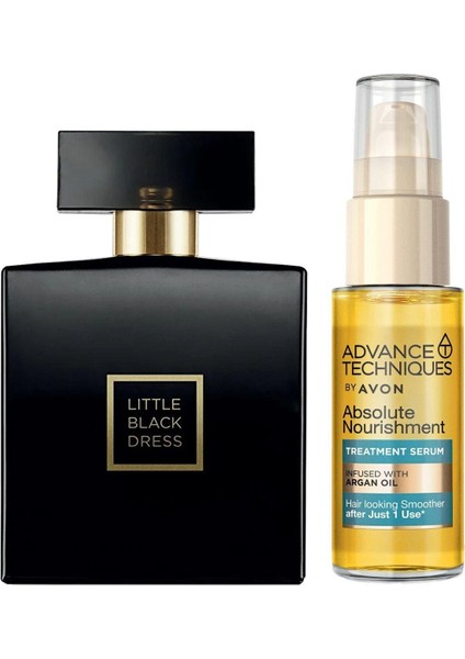 Little Black Dress Kadın Parfüm Edp 50 ml ve Argan Yağı Içeren Besleyici Saç Serum Seti