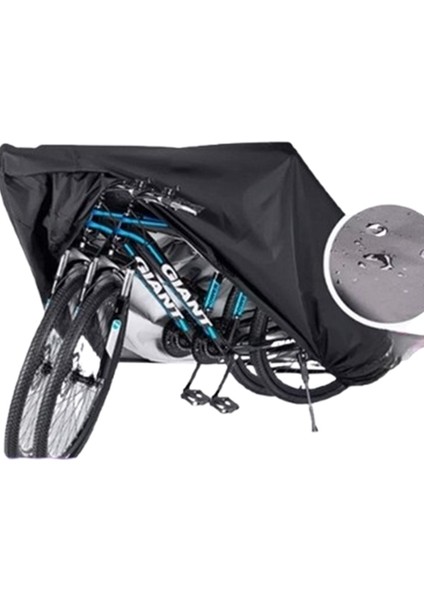 2 Bisiklet Kapasiteli Siyah Bisiklet Brandası 4 Mevsim Su Geçirmez Lastikli 200X110X75CM