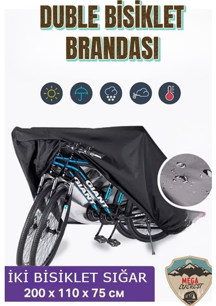 2 Bisiklet Kapasiteli Siyah Bisiklet Brandası 4 Mevsim Su Geçirmez Lastikli 200X110X75CM fiyatları