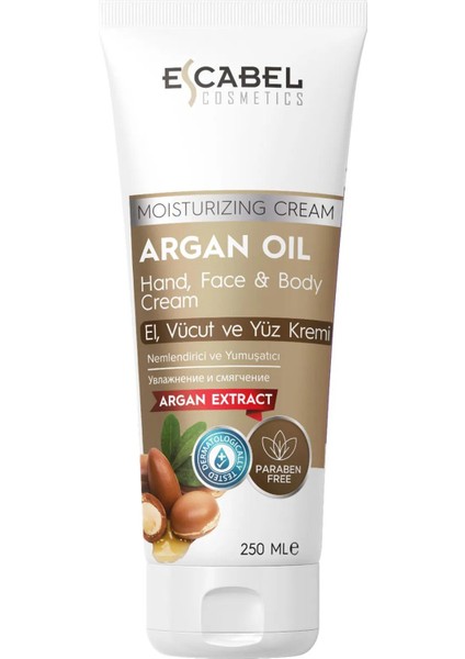 Argan Yağı Nemlendirici Paraben Içermeyen El, Yüz ve Vücut Kremi 250 ml