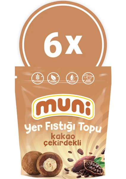 Kakao Çekirdekli Yer Fıstığı Topu, 80 gr x 6 Adet