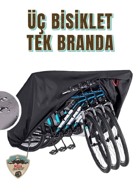 3 Bisiklet Kapasiteli Siyah Bisiklet Brandası 4 Mevsim Su Geçirmez Lastikli 208X112X112CM fırsatları