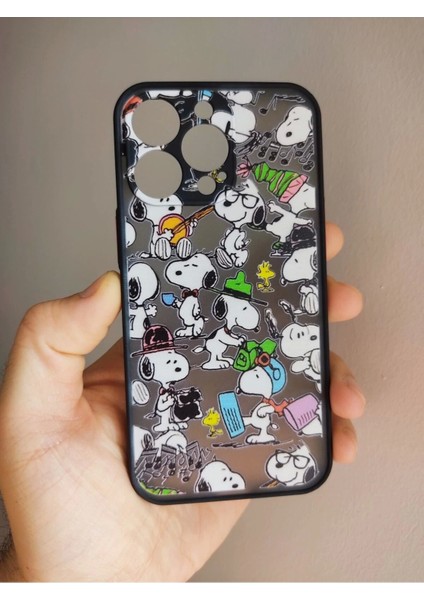 iPhone 13 Pro Uyumlu Snoopy Tasarım Tuşları Renkli Telefon Boyun Askılı Set Kılıf