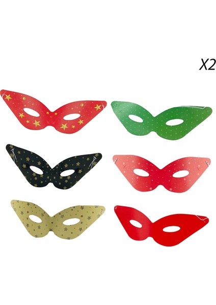 Yılbaşı Temalı Lüks Karton Maske 12LI