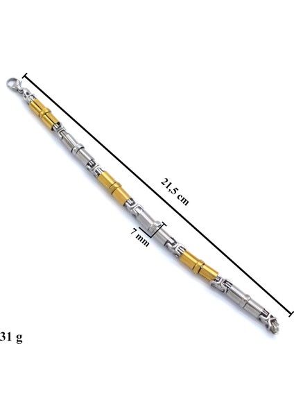 Altın Kaplama Çift Renk Kral Model Erkek Bileklik Eblk- 278