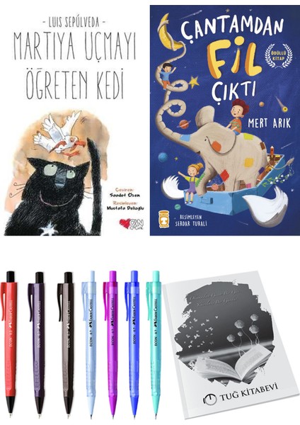 Çantamdan Fil Çıktı ve Martıya Uçmayı Öğreten Kedi 2'li Set + Hediyeli