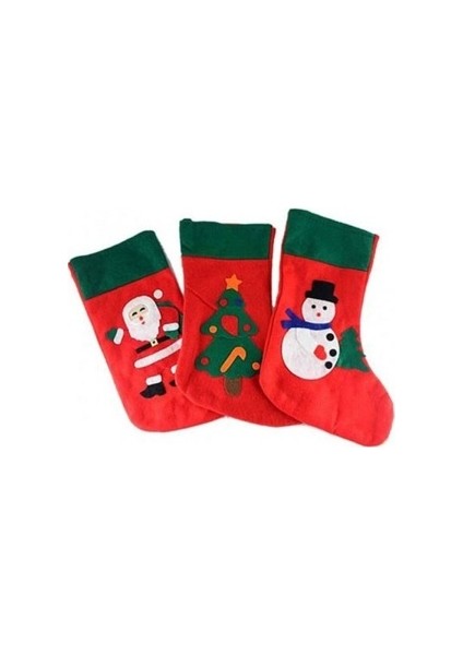 Yılbaşı Özel Noel Baba Çorabı 3 Adet