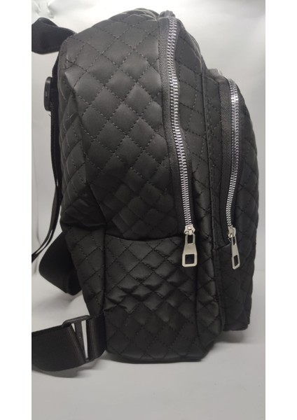 Kapitone Desenli Siyah Kadın Sırt Çantası modelleri