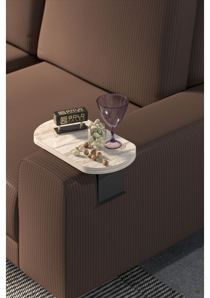 Yan Sehpa Ayarlanabilir Tepsi OVAL Dekoratif Modern Yatay Dikey Koltuk Sehpası EFES