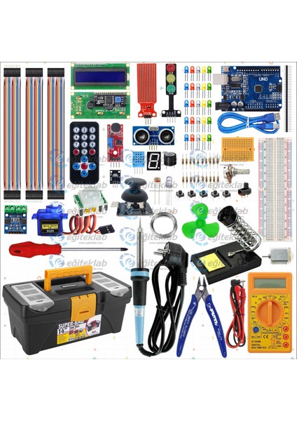 Arduino Süper Başlangıç Eğitim Seti ve Lehimleme Seti Takım Çantası