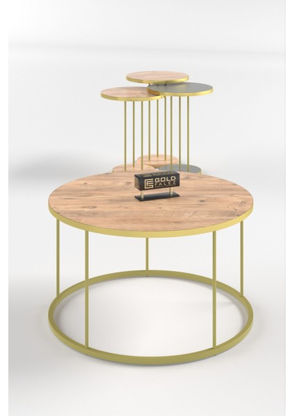 Orta Sehpa ve Zigon Sehpa Terra Set Gold Antrasit Ceviz fiyatları