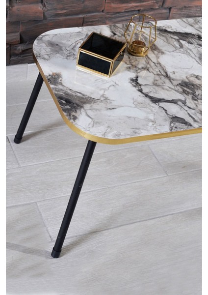 Zigon Sehpa Ve Orta Sehpa Set Kr Metal Mermer Desen Siyah fiyatları