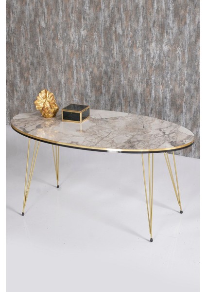 Zigon Sehpa ve Orta Sehpa Elips Set Çift Gold Efes Tel fiyatları