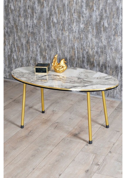 Zigon Sehpa Ve Orta Sehpa Elips Set Çift Gold Efes Metal fiyatları