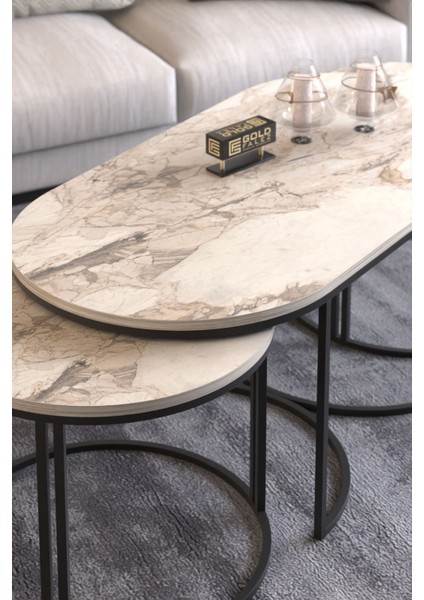 Orta Sehpa Zigon Sehpa Yan Sehpa 3 Lü Set Dolunay Efes