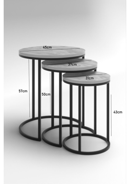 Orta Sehpa Tekli Ve 3'Lü C Zigon Sehpa Kombin Set Ceviz