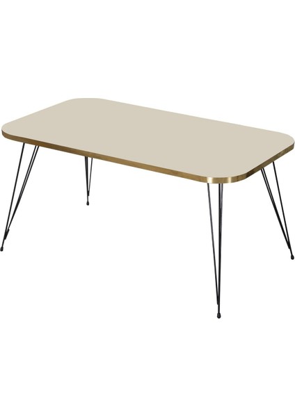 Zigon Sehpa ve Orta Sehpa Kr Set Siyah Tel Ayak Altın Krem