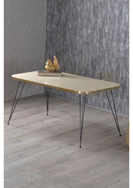 Zigon Sehpa ve Orta Sehpa Kr Set Siyah Tel Ayak Altın Krem modelleri