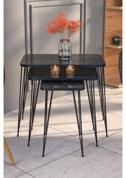 Zigon Sehpa Kr Ve Orta Sehpa Kr Set Siyah Ayak Bendir Tel 1104 fiyatları