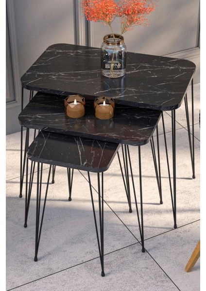 Zigon Sehpa Kr Ve Orta Sehpa Kr Set Siyah Ayak Bendir Tel 1104 modelleri