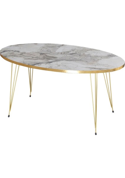 Zigon Sehpa ve Orta Sehpa Elips Set Gold Efes Tel modelleri