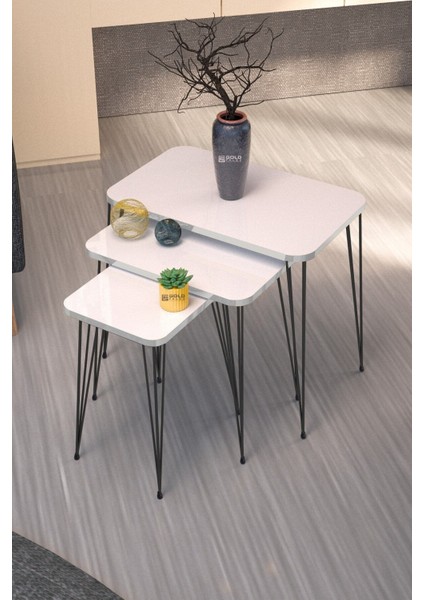 Zigon Sehpa Kr ve Orta Sehpa Kr Set Siyah Ayak Beyaz Tel 1102 fiyatları