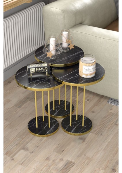 Orta Sehpa ve Zigon Sehpa Terra Set Gold Bendir modelleri