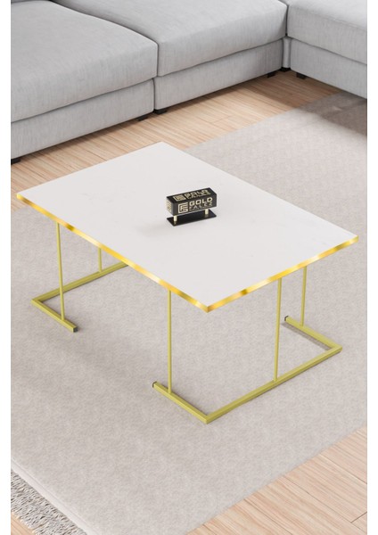 ORTA SEHPA VE ZİGON SEHPA SOLO SET GOLD BEYAZ fırsatları