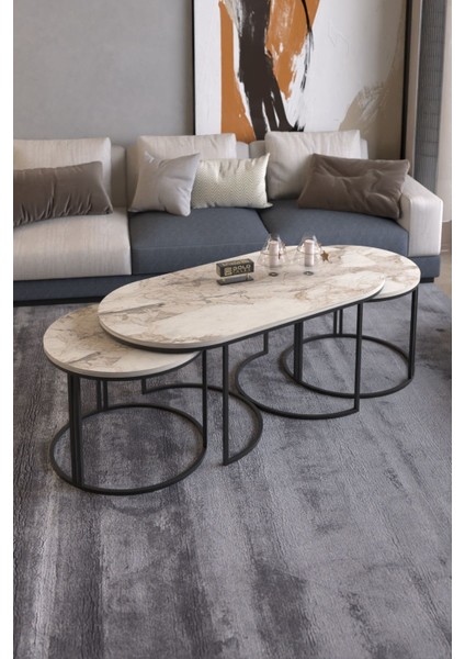 Orta Sehpa Zigon Sehpa Yan Sehpa 3 Lü Set Dolunay Efes modelleri