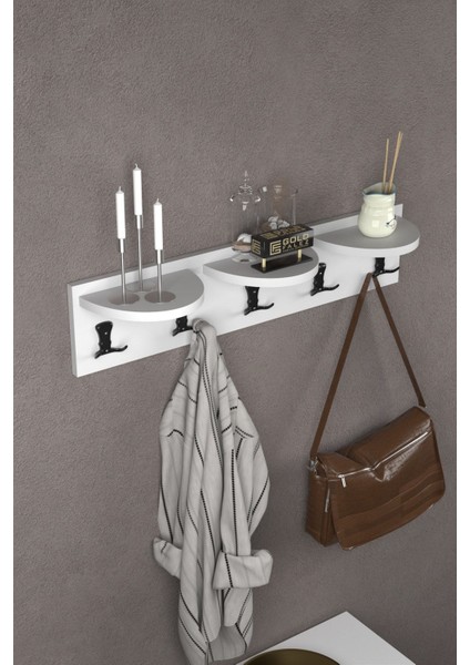 Askılık Duvar Elbise Askılığı Portmanto 80 Cm Beyaz