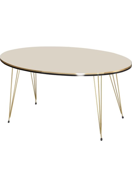 Zigon Sehpa ve Orta Sehpa Elips Set Çift Gold Krem Tel Ayak modelleri