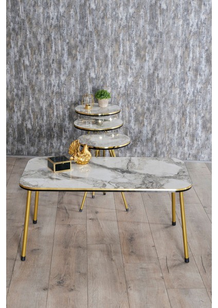 Zigon Sehpa Ve Orta Sehpa Kr Set Çift Gold Efes Metal modelleri